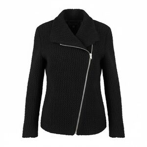 Black Textured Asymmetrical Zip Jacket